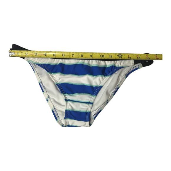 Nautica Bikini Bottom M Swim Swimsuit Blue White Striped Split Tab Side NWOT - Picture 2 of 7